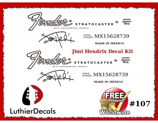 Jimi Hendrix Fender Decal Stratocaster Guitar logo  #107